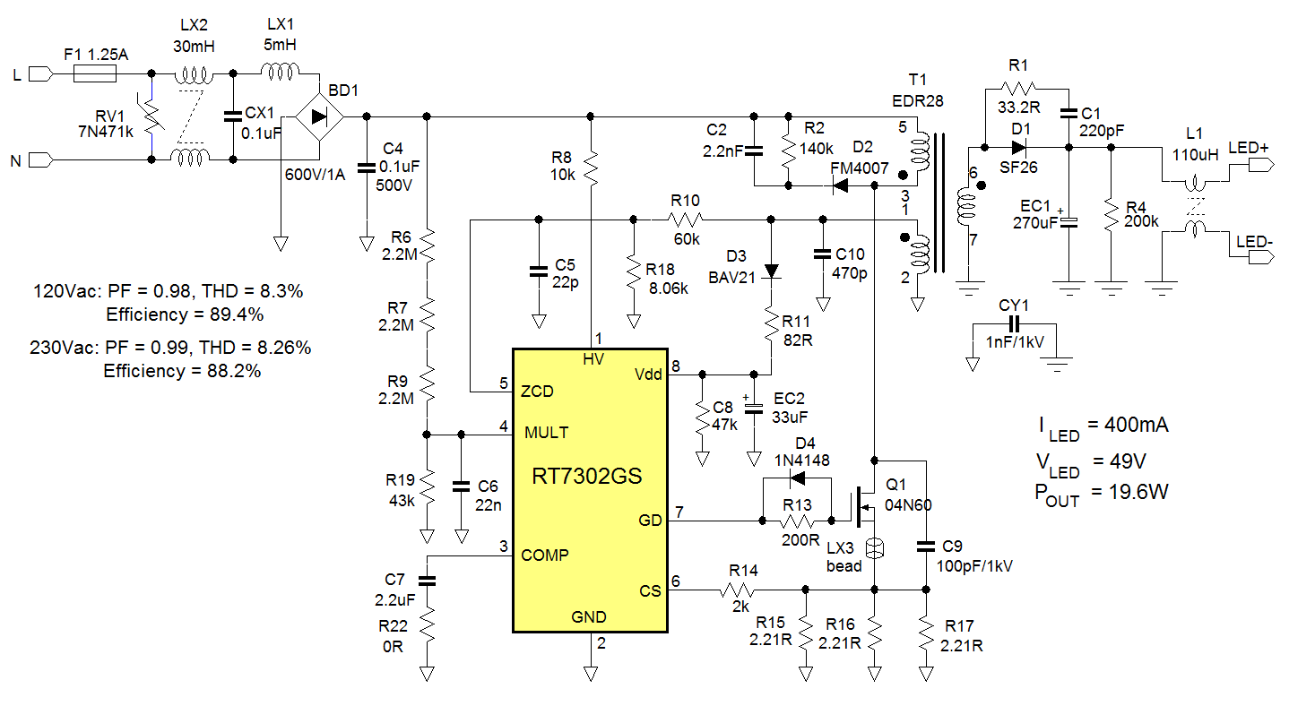 The 5w Mr16 Led Lamp Circuit Is Shown Using The Max16820 Led Driver